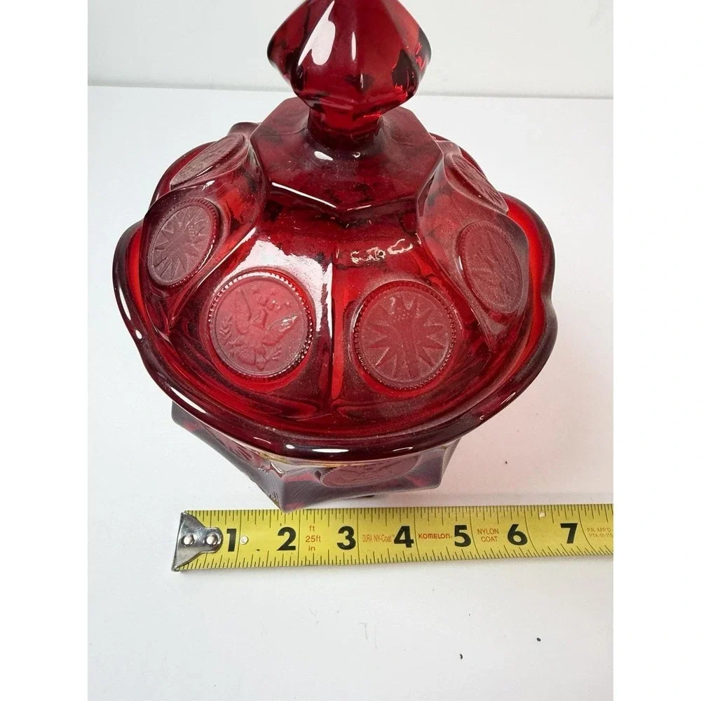 Fostoria  Ruby Red Coin Footed Compote Candy‎ Dish Lidded 8